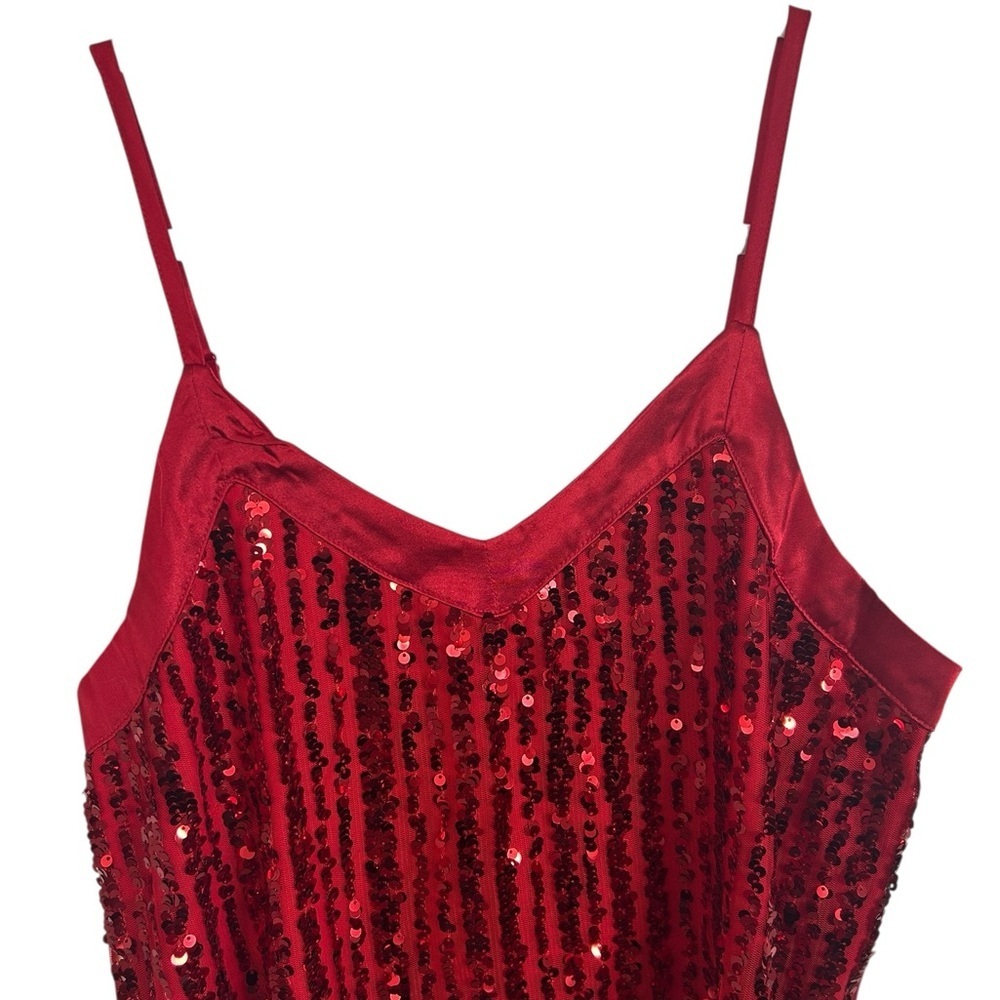 No Boundaries Red Sequin V-Neck Cami Tank Womens Juniors Size Large (11-13) NWT - Picture 6 of 11